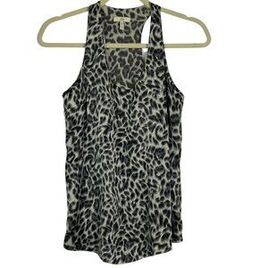 Joie Silk Animal Print Racerback Tank Top XS Leopard